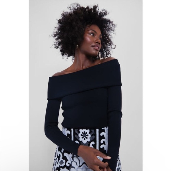 New NWT Tuckernuck Hyacinth House black knit off the shoulder Adrianna top XXS - Picture 1 of 16